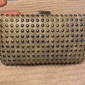Neiman Marcus Gold and Silver Studded Clutch